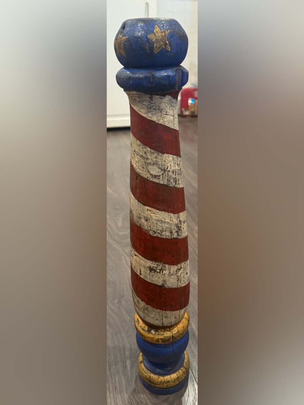 Patriotic Striped Wooden Column Accent - Unbranded Red, White & Blue